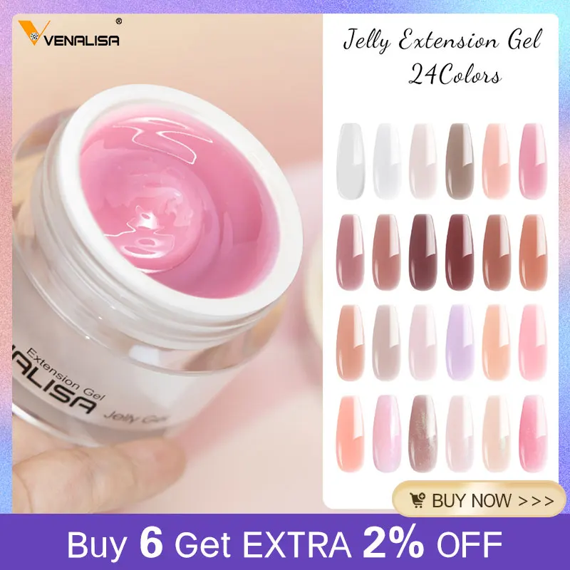 VENALISA 50ml Jelly Gel Clear Nude Pink Camouflage Gel Nail Extend UV LED Poly Nail Gel Nail Art Manicure Acrylic Gel