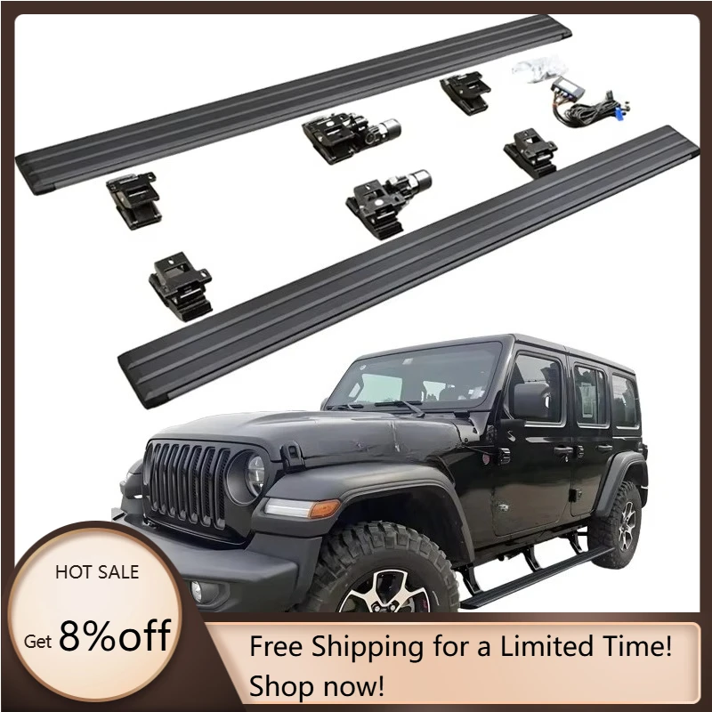 Electric Running Boards Automatic Power Side Step LED Light for Wrangler JL 4 Door Sahara Rubicon 2018-2025 with Carry Bag
