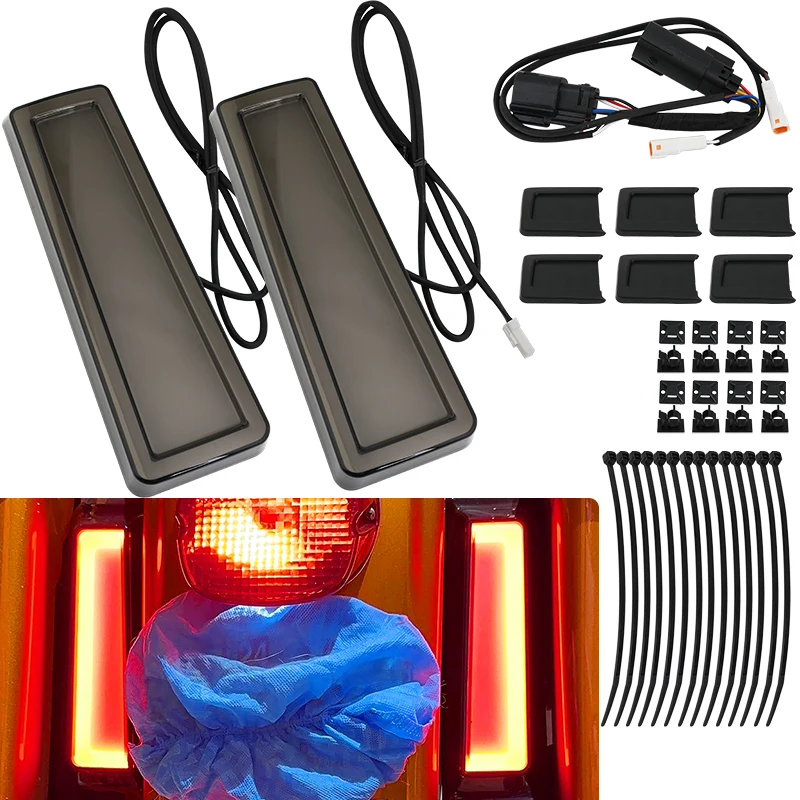 Smoked LED Motorcycle Side Luggage Bag Rear Lamp Accessories for Harley Touring Road King Street Glide 2014-2026