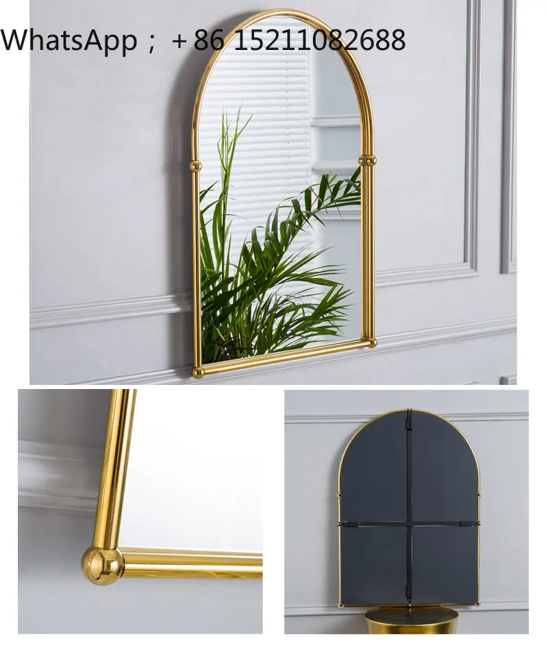 SCY light luxury metal bathroom dresser mirror retro bathroom mirror brass wall-mounted makeup mirror