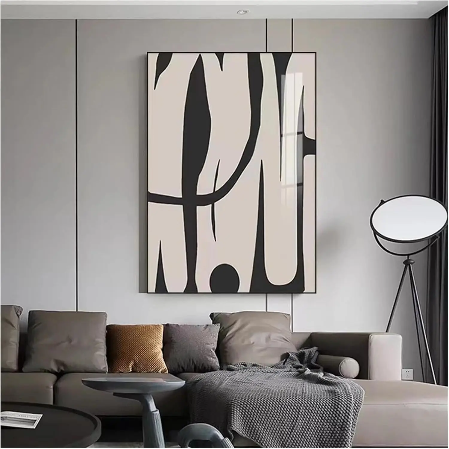 Striking Bold Abstract Minimalist Black Light khaki Wall Art Prints Canvas Painting Wall Pictures Room Decoration Wall Posters