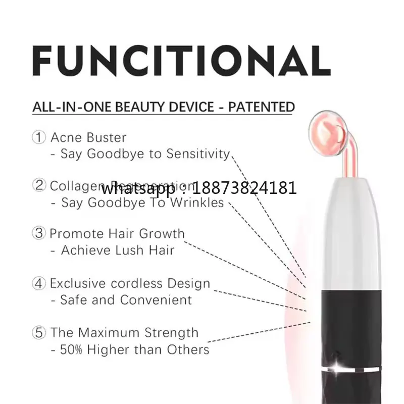 Professional Home Use Portable Cordless Facial Machine Massager Skin Rejuvenation Pore Shrinking High Frequency Wand for Acne fa