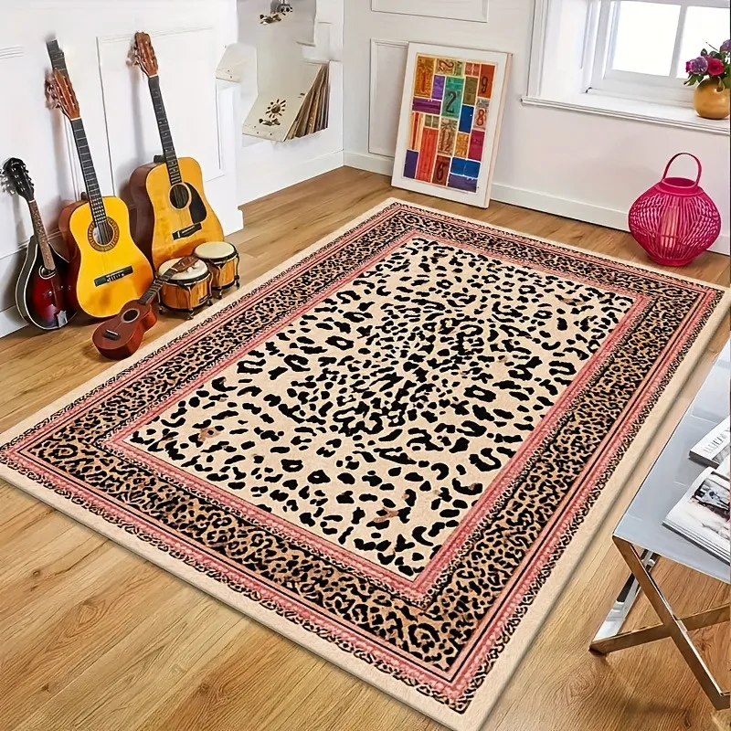 Retro Leopard Print Style Carpet Living Room Home Decor Sofa Rug Bedroom Bedside Rug Kitchen Coffee Table Floor Mat Door Mat