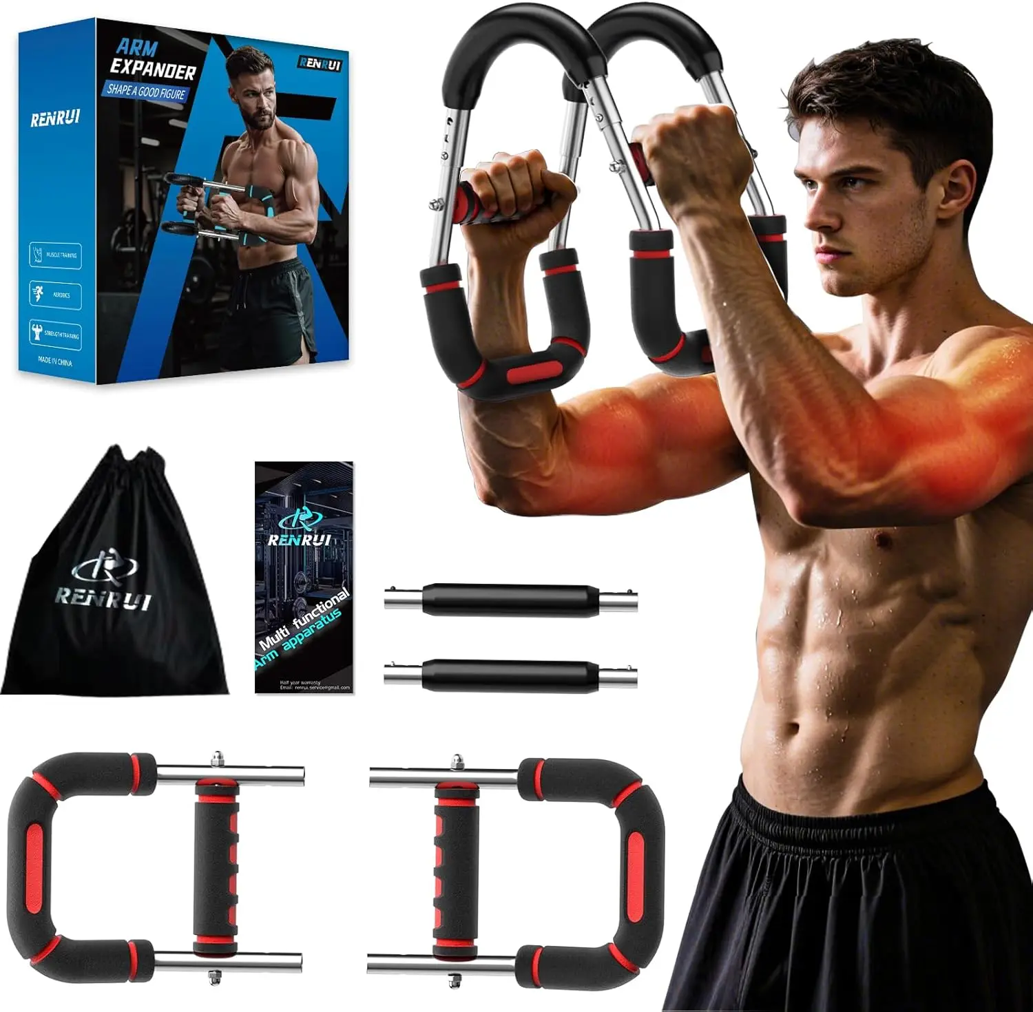 Twister Arm Trainer, Adjustable 5 Resistance Levels (40-130 lbs) Chest & Arm Workout Equipment for Men & Women, Ergonomic Home G