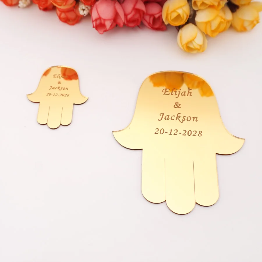 Custom Baptism Gifts Hand Hasam Signs Place Cards Personalized Acrylic Guest Invitation Card Wedding Party Favors Decor