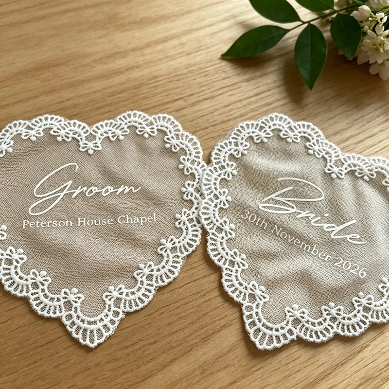 Personalized Wedding Name Tags for Plates Custom Lace Wedding Name Place Cards Vintage Wedding Table Decoration