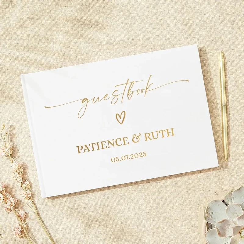 Personalized Guest Book for Wedding Noble Message Photo Album Simple Elegant Horizontal Wedding Reception Signing Book Party Fav