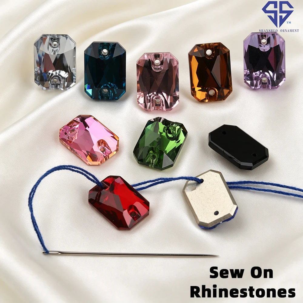 SS Emerald Multicolor Premium Rhinestones Sew On Charms, Diamond-Cut Crystal Glitter DIY Sewing Supplies For Bags Shoes Dress