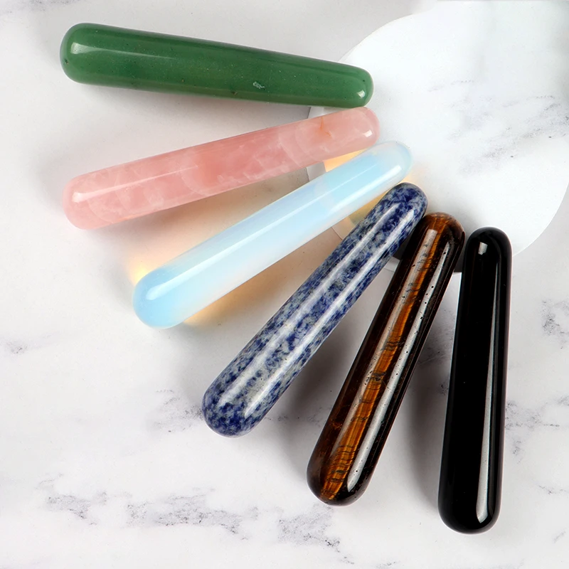Wholesale Natural Stone Crystal Massage Stick Rose Quartz Wand Face Head Eye Massager Body Neck Health Skin Acupuncture Pen