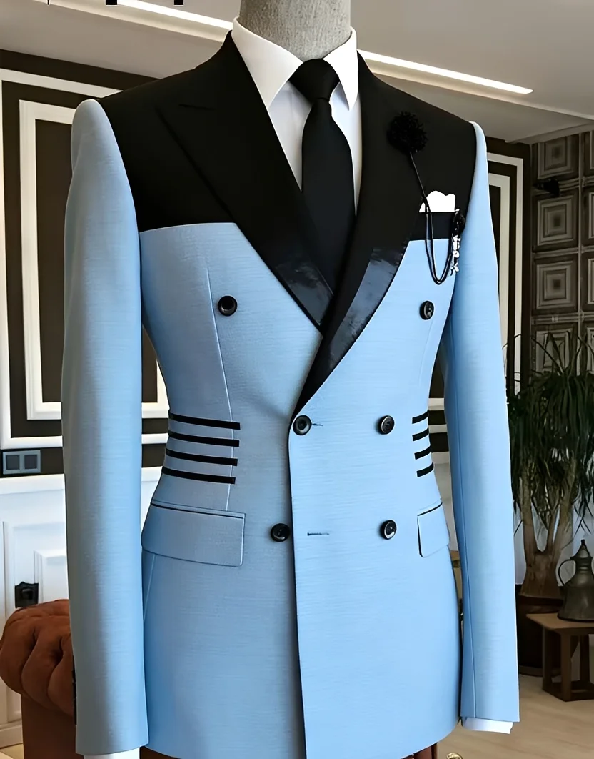 Light Blue Men's 2-Piece Business Suit (Jacket & Trousers) – Premium New Arrival / Groom's Wedding Suit