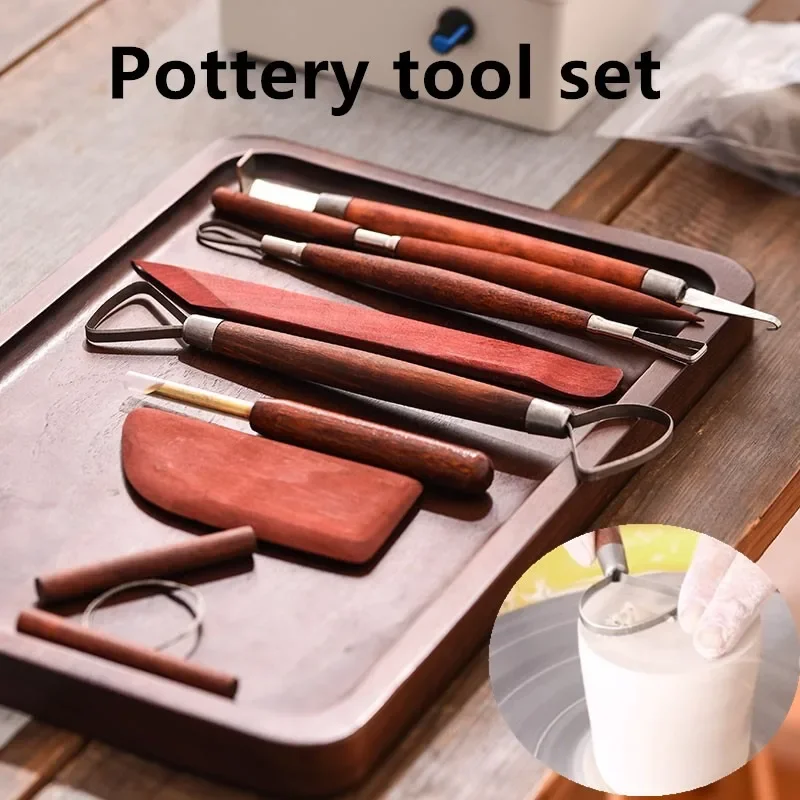 8pcs Set Double Head Design Wooden Repair Clay cutter Pottery Tools  DIY Ceramic Handicrafts Sculpture Modeling Making Tools