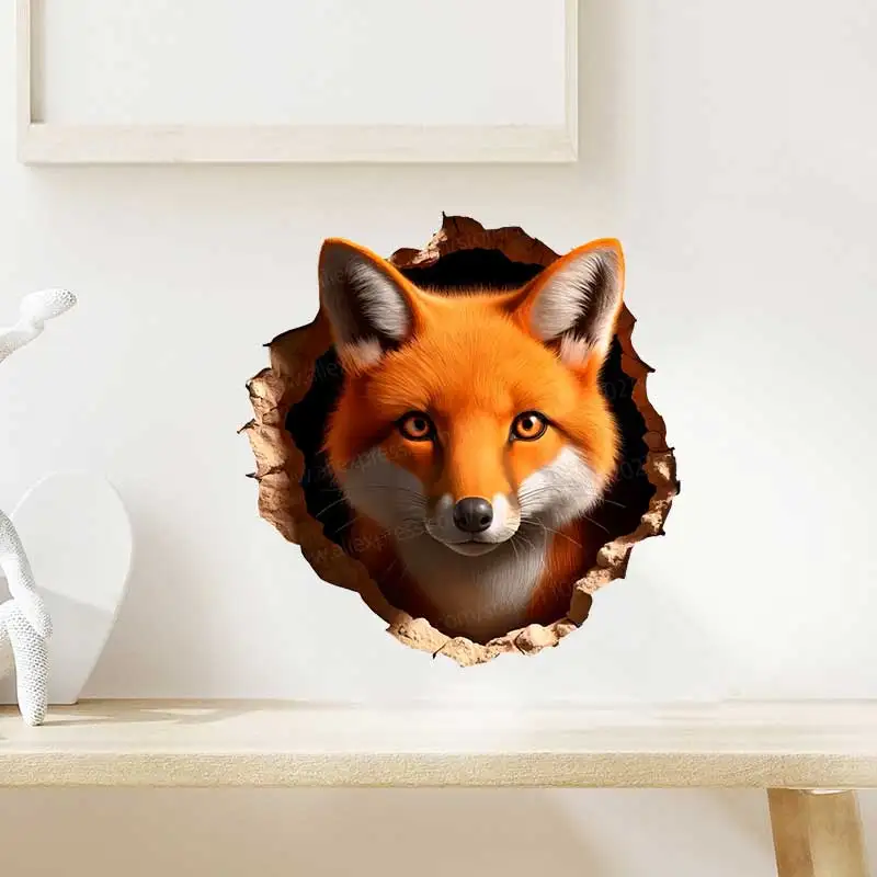 Fox in the Hole Wall Stickers - Living Room Sofa Background Decoration Home Wall Art Decal Children's Room Decor AA117