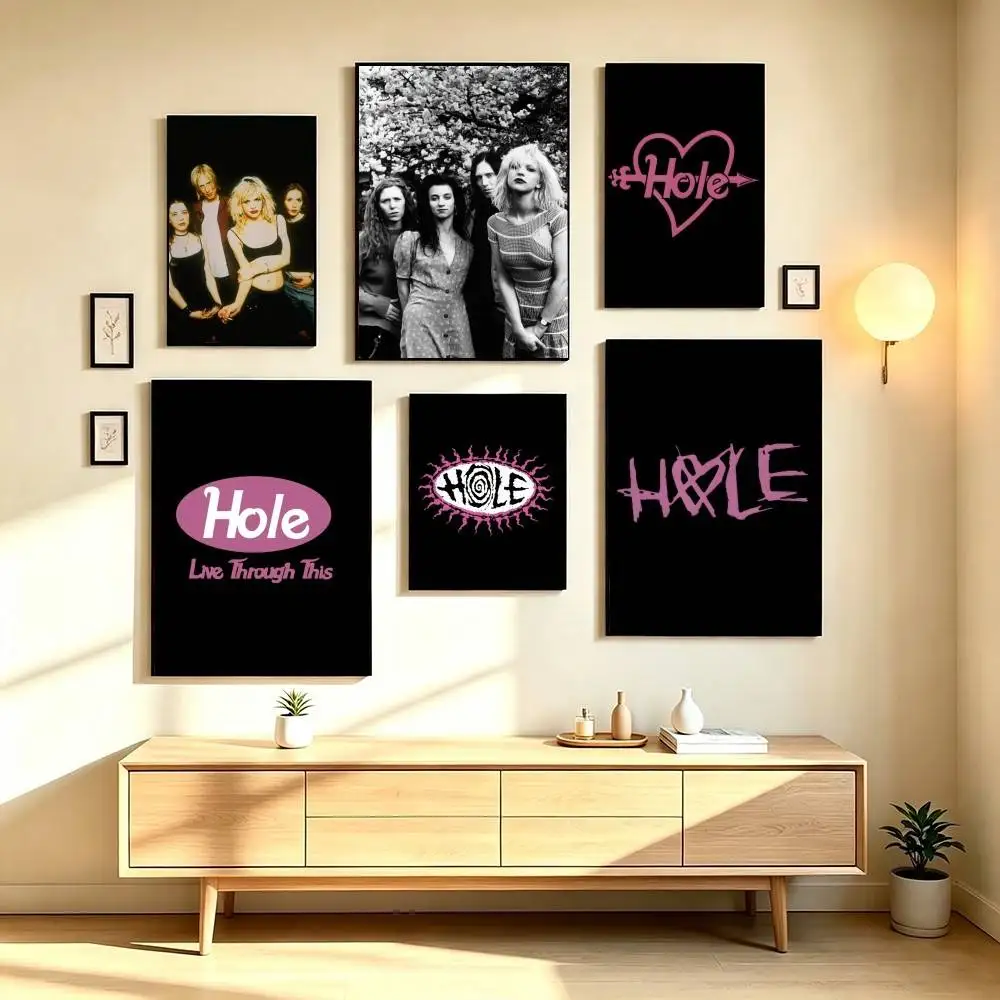 H-Hole Rock Band  Poster Waterproof Wall Art Sticker For Bar Living Room Vintage Decor High Quality Print Gift