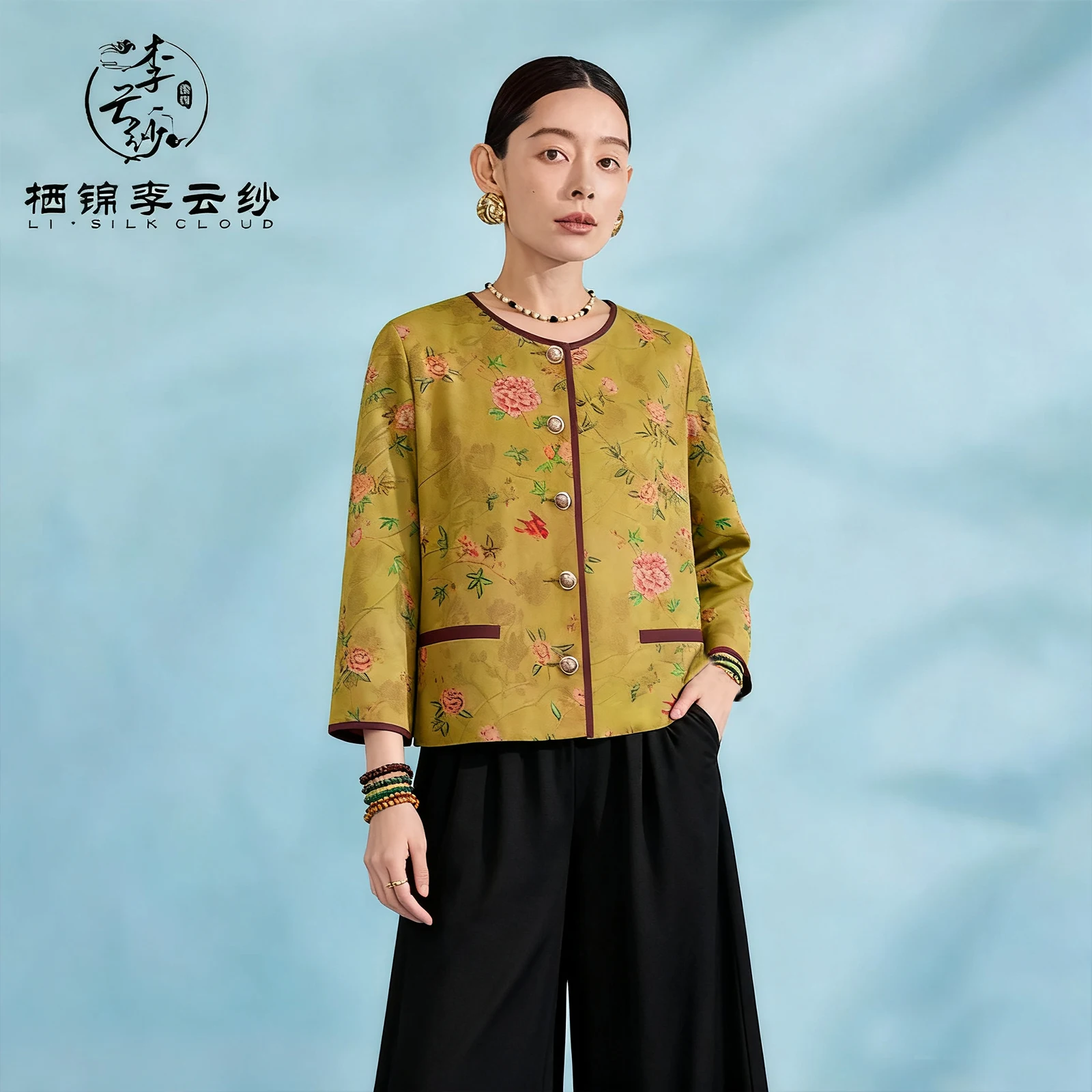 LI SILK CLOUD 100% Pure Silk Xiangyunsha Fall Outerwear - Traditional Chinese Vibe, Ultra-Smooth Premium Touch