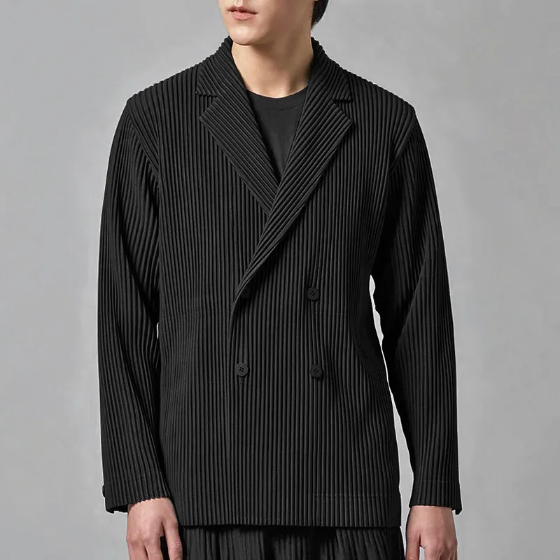 ISSEY Suits Jacket Japan Miyake New Arrival Pleated Suit Premium Drape Relaxed Fit Double-Breasted Casual