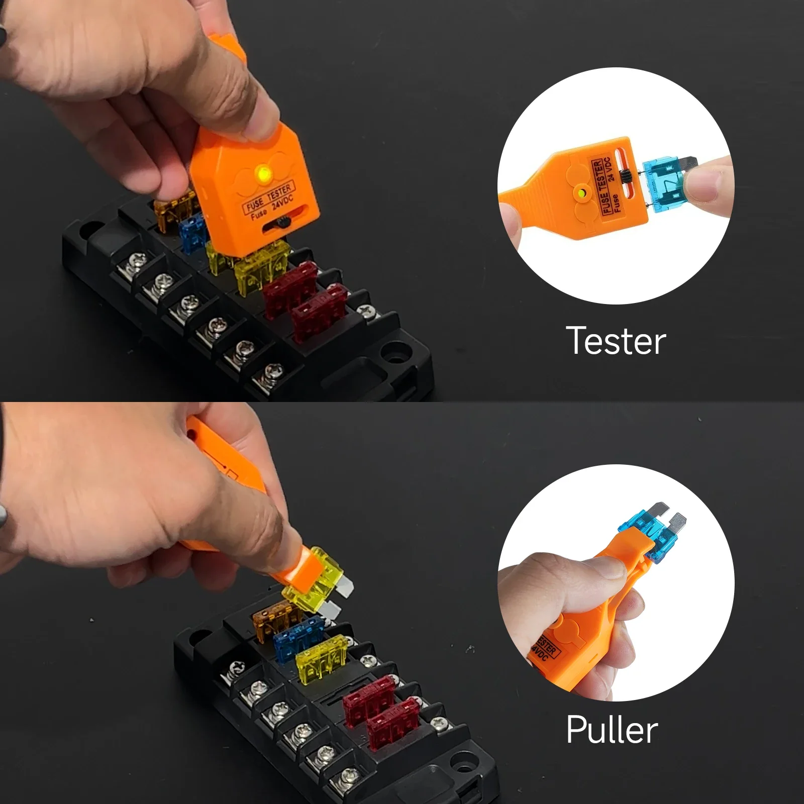 For Mini Standard Plastic Metal For Most Cars Trucks SUV Vehicle Automotive DC 24V Fuse Tester Puller Checker Blade Removal Tool