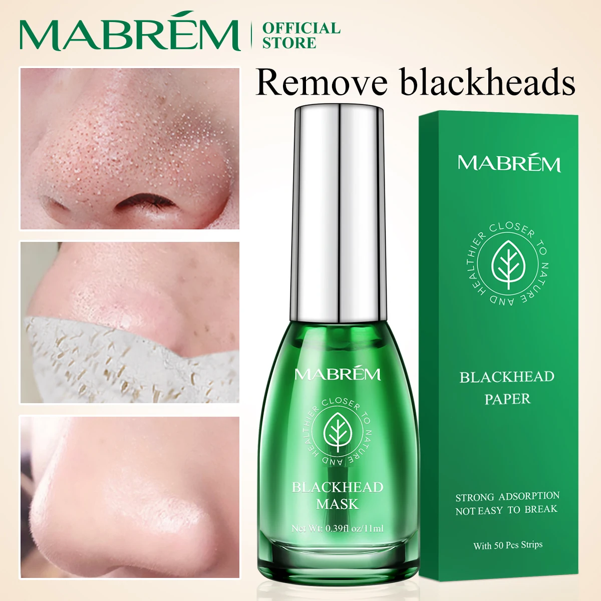MABREM Remove Blackhead Mask Nasal Membrane Skin Care Products Bamboo Charcoal Gentle Pore-shrinking Nose Patch Deep Cleansing
