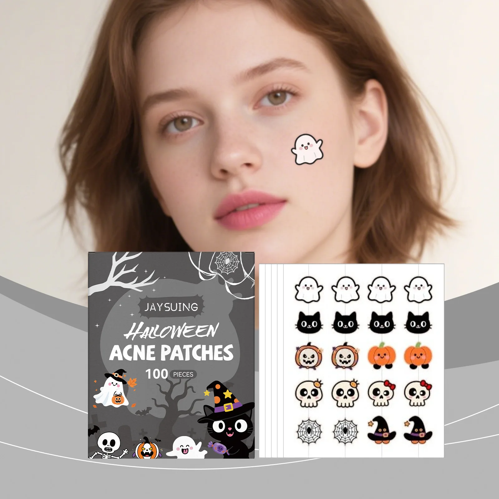 Halloween Acne Patches,100pcs Invisible Pimple Patches with Tea Tree Oil for Face,Spot Treatment,Oil Control&Soothing Repair