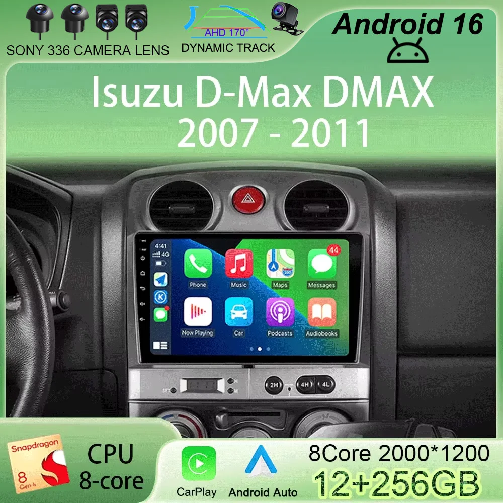 Android 16 4G WIFI Android Auto Car Radio For Isuzu D-Max DMAX 2007 2008 2009 2010 2011 GPS Navigation No DVD Player