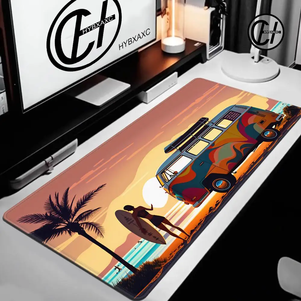Summer Beach Seaside Waves Ocean Mouse Pad Desk Mat Large Non-slip Anti-fray Keyboard Ergonomic Office Rubber PC Home Custom