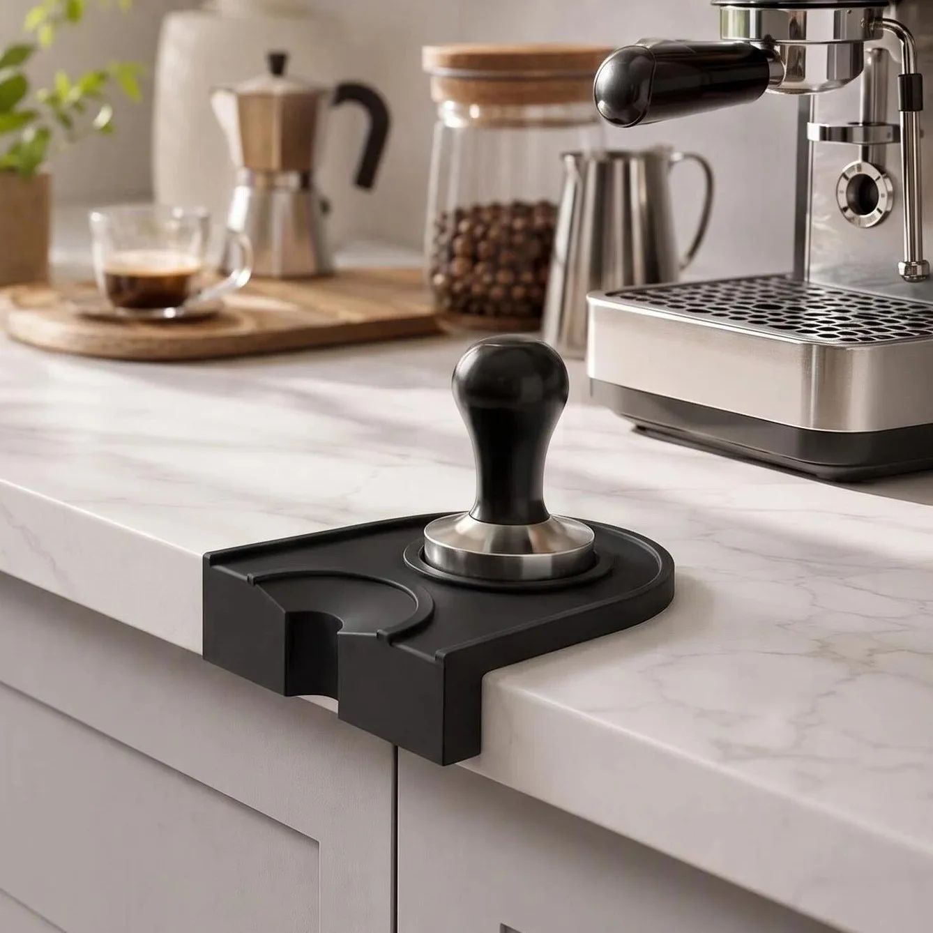 Coffee Tamper Mat Silicone Small Black Espresso Tamper Base Pad Non Slip Coffee Corner Bar Barista Accessories Tools Rug Set
