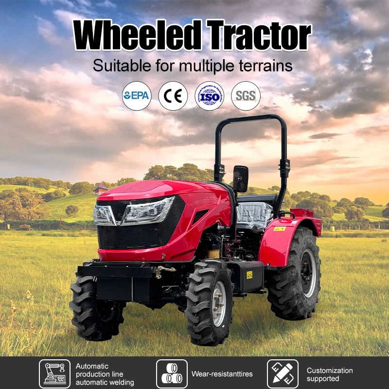 Free Shipping Wheel Tractor Hydraulic Diesel Agriculture 4 Wheel Drive Tractor 50 HP Multifunctional 4x4 Mini Farm Tractor