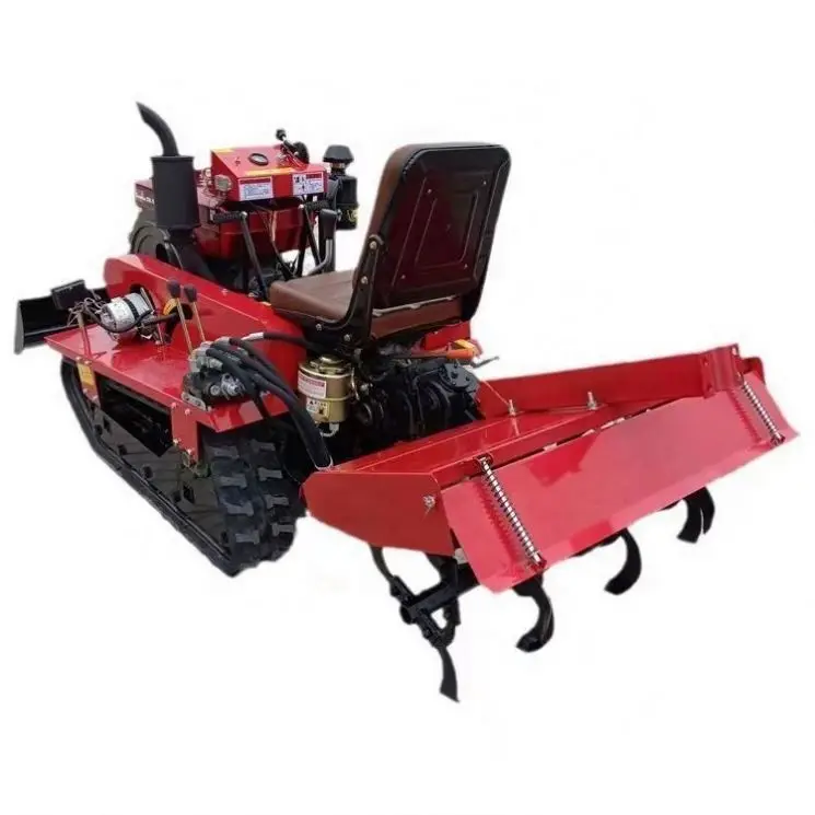 Remote Control Crawler Micro Tiller, Multifunctional Agricultural Tractor for Orchard Greenhouse Trenching, Factory Supply