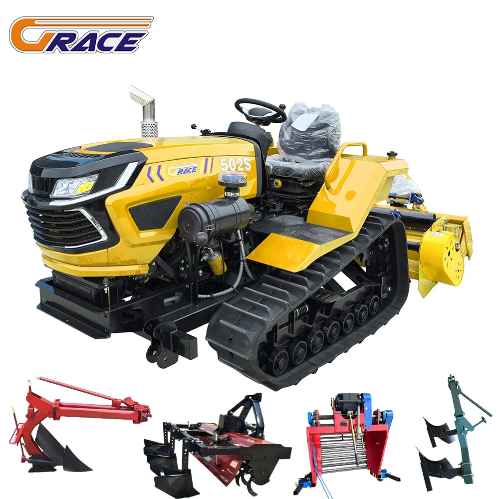 Customization Discount Price Mini 50hp Diesel Power Tiller Cultivators Agricultural Farming Machine Crawler Tractor