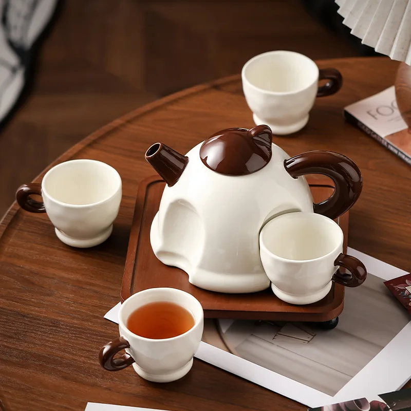DSA tea set kettle water cup set living room ceramic cold kettle tea cup gift box business gift light luxury style with tray