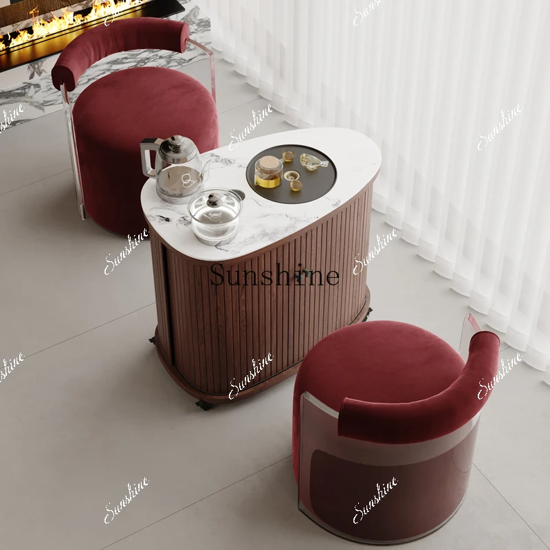 Balcony tea table tea table kettle integrated light luxury high sense sofa side cabinet household TF