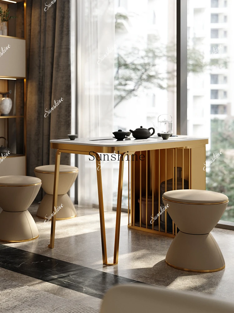 Light luxury rock slab tea table kettle integrated modern simple home, set office high-endP