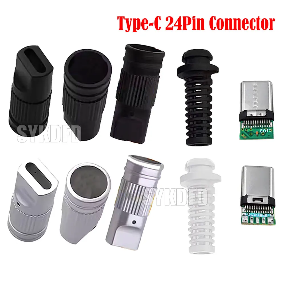 USB 3.1 24Pin Type-C Male 5 Solder Joints For Mobile Phone Fast Charging 3A C TO C With CC Solder Pad Repair DIY Data Plug