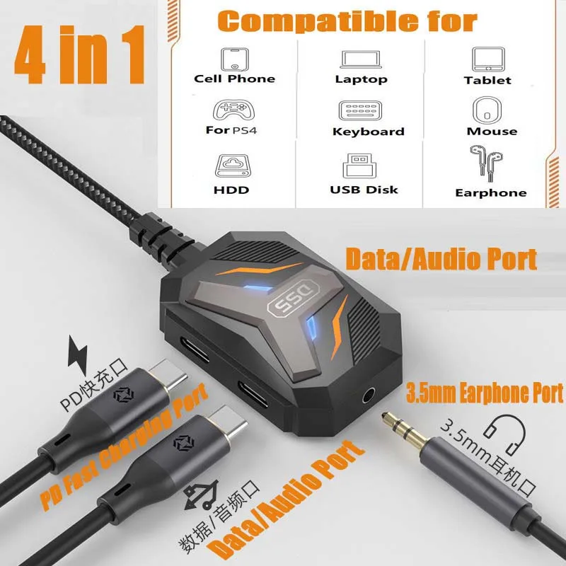 Type C Splitter USB C to 3.5mm Stereo Jack Cable Splitter Converter Audio Transfer Phone Call Earphone Switch Extend Adapter