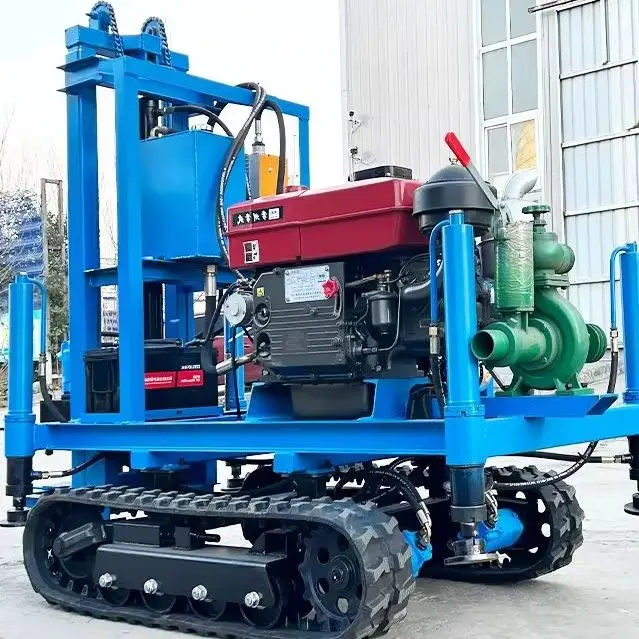 Customized 22hp High-power Water Well Drilling Rig 200m Durable Crawler Diesel Water Well Exploration Drilling Machinery