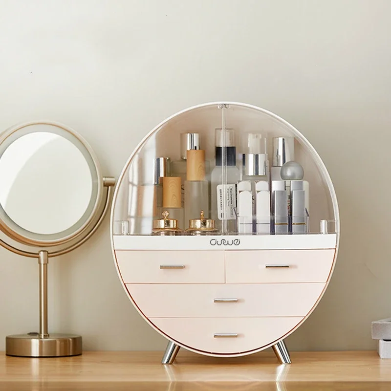 Large Capacity Cosmetics Storage Box Drawer Type Double Door Design Desktop Dust-proof Racks Waterproof Storage Box