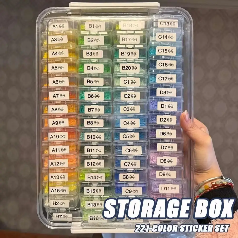 Large Capacity Fuse Beads Organizer Clip Closure 60 Small Boxes Melting Beads Storage Case Square Design with Cover