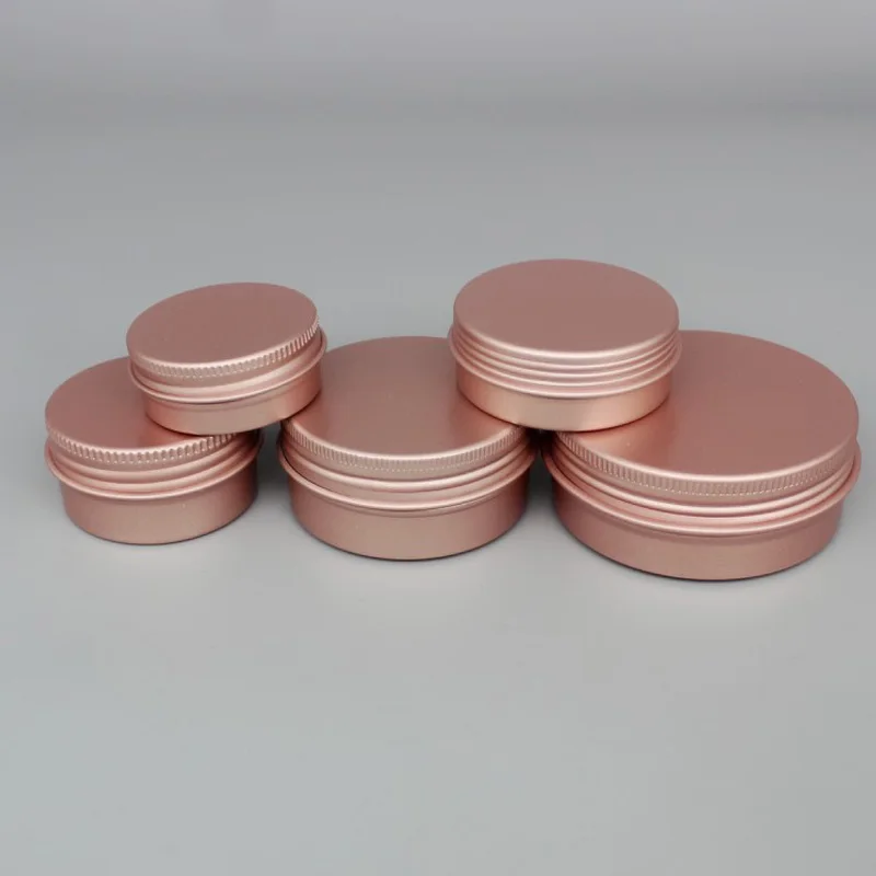 10 50 100pcs/lot Cosmetic Cream Jar Rose Gold Aluminum Box Candle Lipbalm Makeup Container Empty Aluminum Tin with Lid