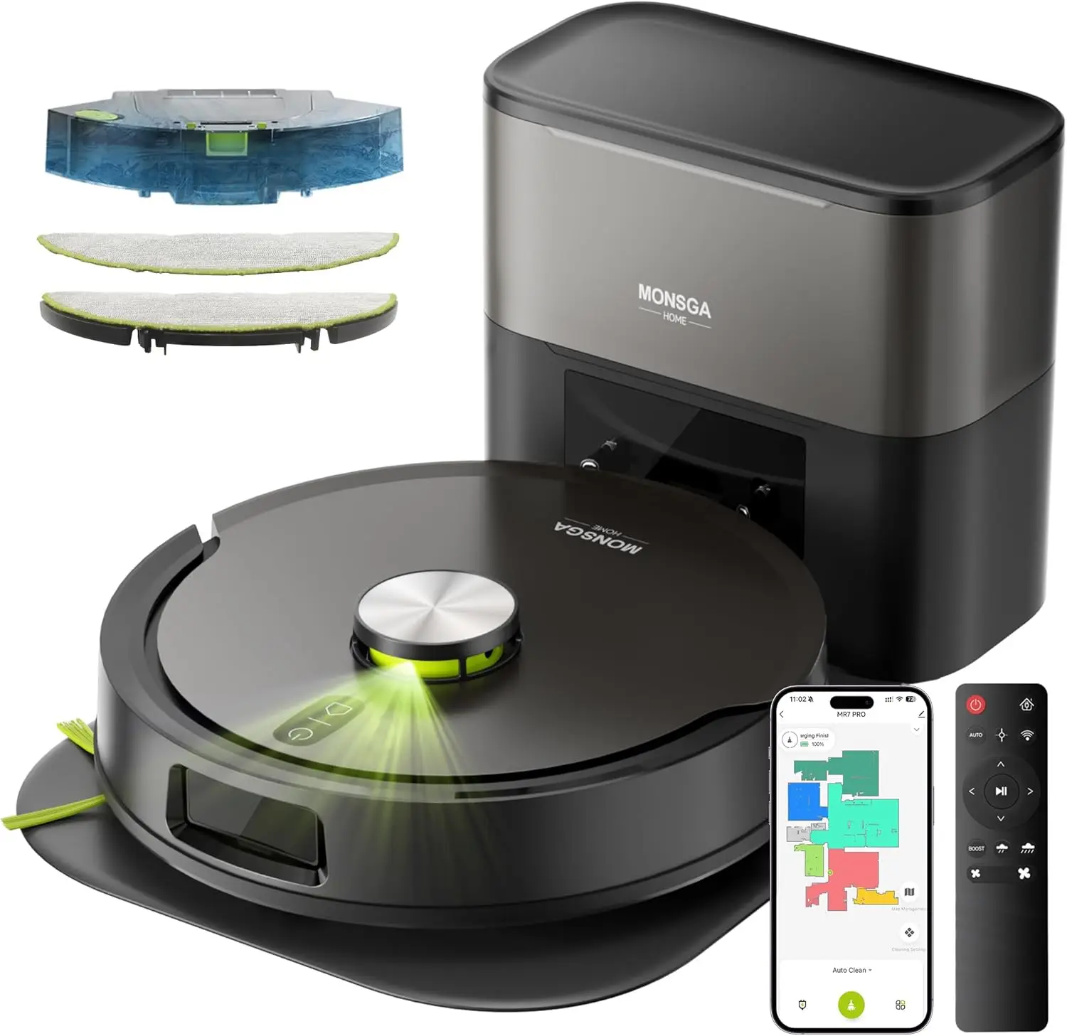 Robot Vacuum and Mop with 10000Pa Strong Suction, Self-Emptying Dustbin for 90 Days