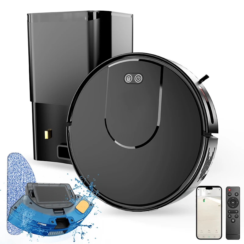 Self-Emptying 3000Pa Robot Vacuum Cleaner with Mapping and Hands-free App Control for Carpet Floors