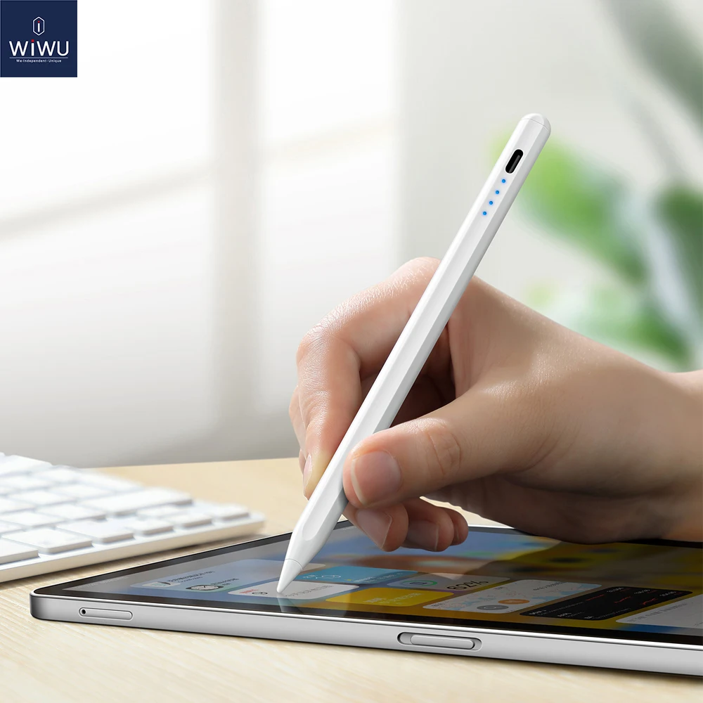 WiWU Pencil for iPad Air Pro Palm Rejection Tablet Touch Pen with 4 LED Power Display Tilt-Sensitive Stylus for iPad