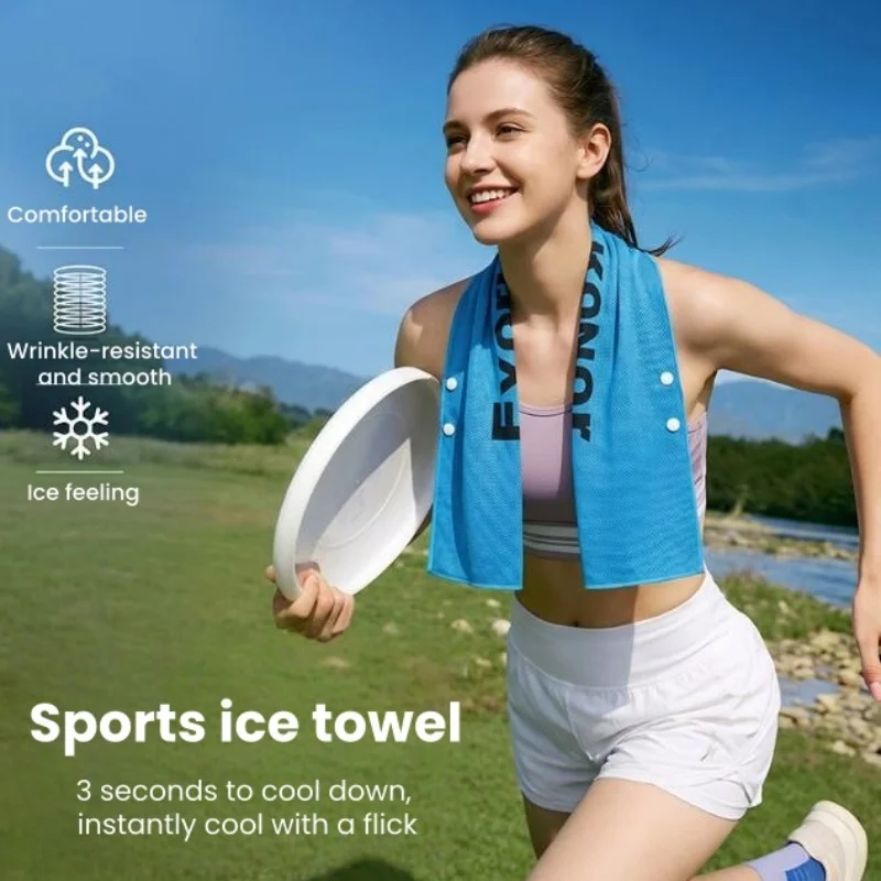 Bulk Pack Solid Color Neck and Face Ice Towels 30x100 Instant Cooling Sweat Wipes Snap-Fit Design for Sports Essentials 2/6/12 O