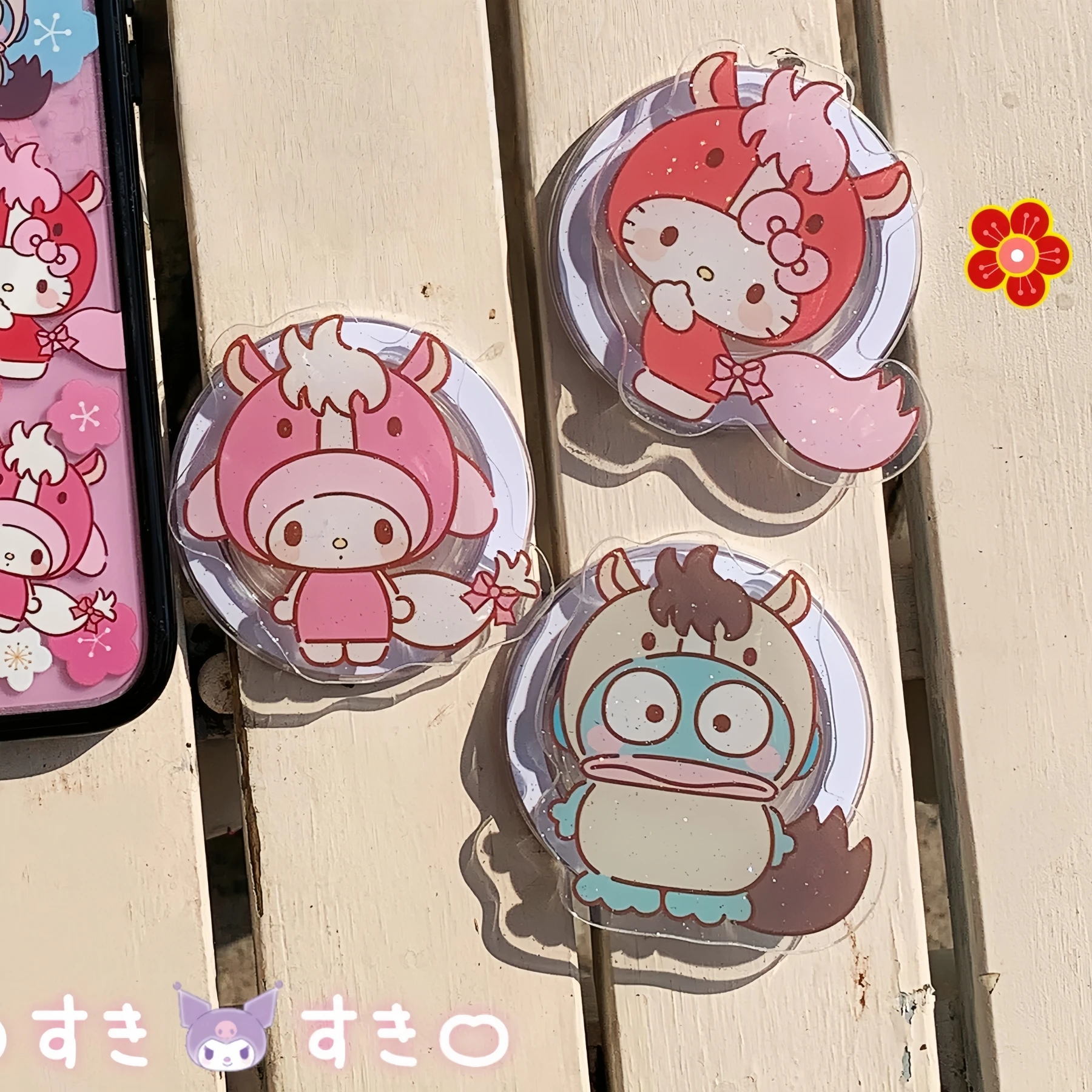 Cute Horse Hoodie With MyMelody&Hangyodon&HelloKitty Magnetic Phone Holder For Samsung/IPhone Magnetic Mobile Phone Case Stand