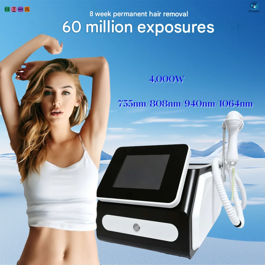 2026 Premium Diode Hair Remover 4-Wavelength 755/808/940/1064nm Ice Cool & Painless for All Skin Types CE Certified Skin Rejuven