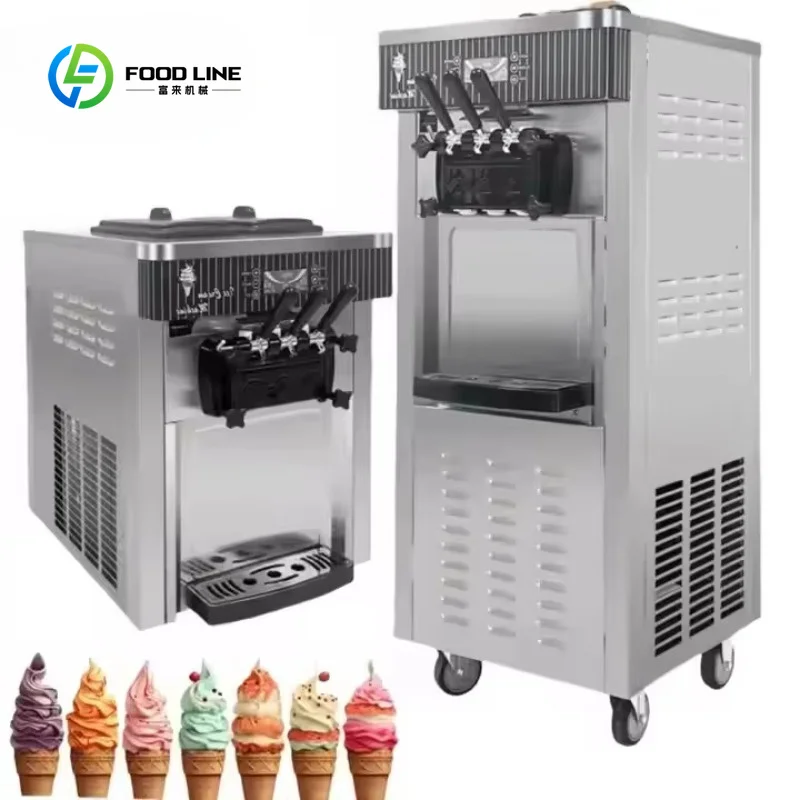 Customized Vertical/Desktop 3 Flavors Self Cleaning Soft Ice Cream Machine Commercial Soft Serve Italian Ice Cream Maker