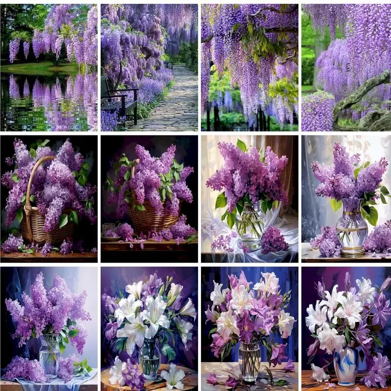 GATYZTORY Painting By Numbers Flowers Landscape Picture Acrylic Paint Hand Painted Oil Painting Package Gift Home Decor Wall Art