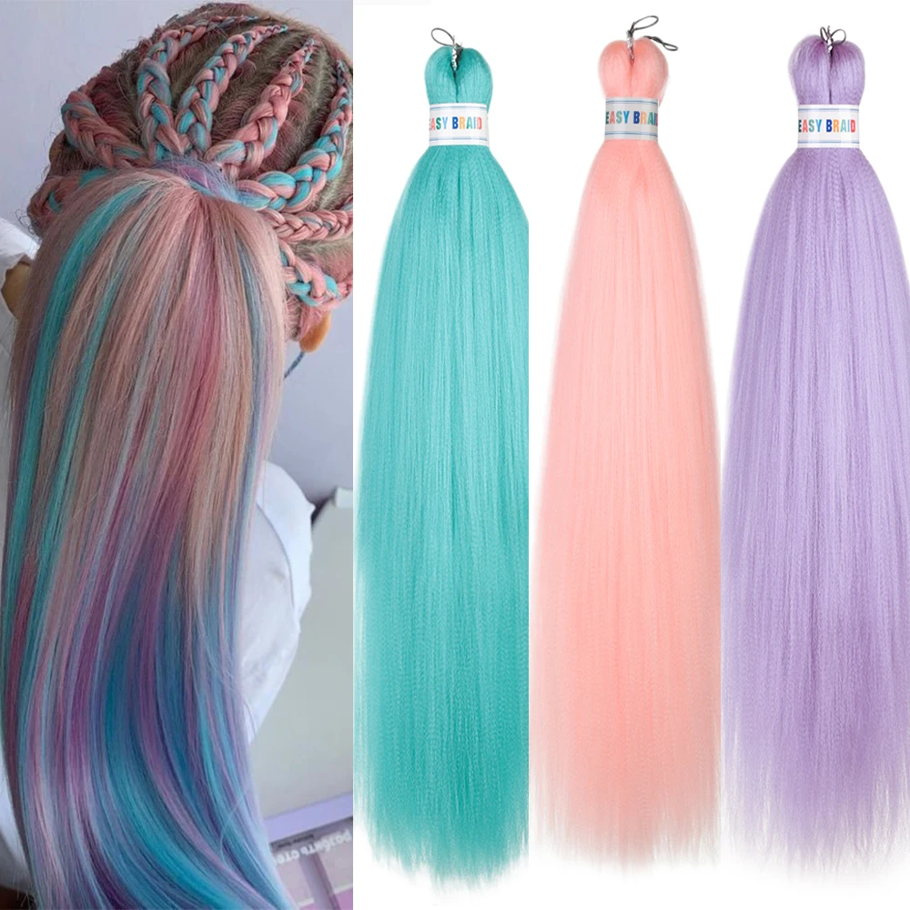 Easy Braids 26Inch Synthetic Jumbo Braids Hair Extensions Colourful Pre Stretched Braiding Hair Ombre Yaki Long Straight Hair