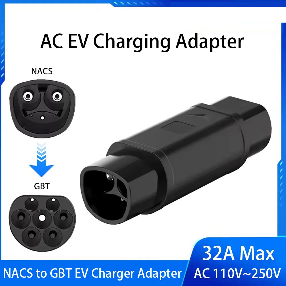 NACS to GBT EV Charging Adapter 32A 8KW Tesla to GBT Electric Vehicle Charging Connector AC 250V Charger Adaptor Converter