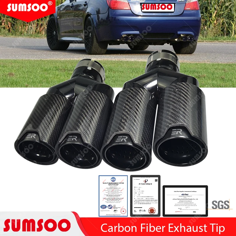 1pcs ER LOGO Y Style Outlet 80 Double Muffler Tips Universal M Performance Carbon Fiber Exhaust Tips End Pipes for BMW Series