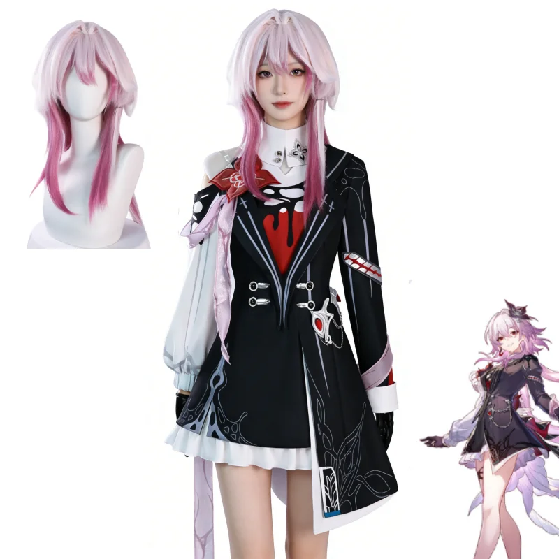 Game Honkai Star Rail Evernight Cosplay Costume Wig Black white Dress Full Set Halloween Suit Comic Con Role Play Outfit