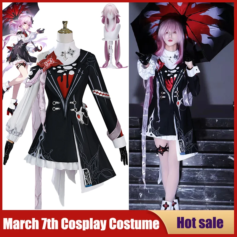 Game Honkai Star Rail Cosplay Costume Evernight March 7th Role Play Outfit Mysterious Foreign Guest Coat Dress Wig Sexy Suits